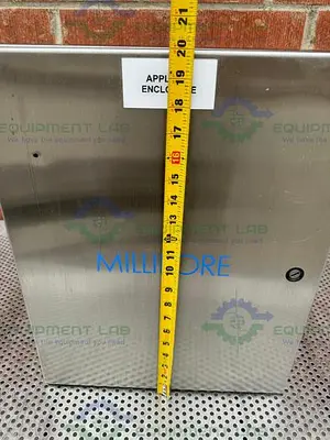USED MILLIPORE STAINLESS STEEL INDUSTRIAL CONTROL PANEL ENCLOSURE 16" X 20" X 9"