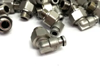 USED SMC METAL MALE ELBOW SWIVEL FITTING 10MM OD TUBE