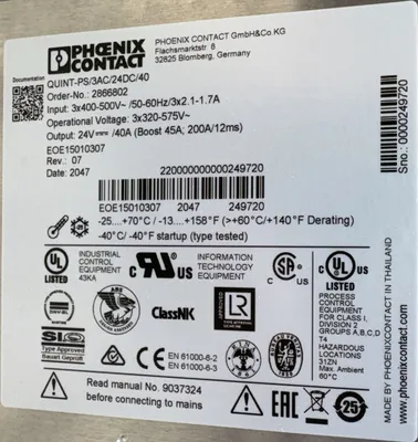 PHOENIX CONTACT 2866802 QUINT-PS/3AC/24DC/40 PLC Power Supplies | ESS Industrial Equipment Sales (10)