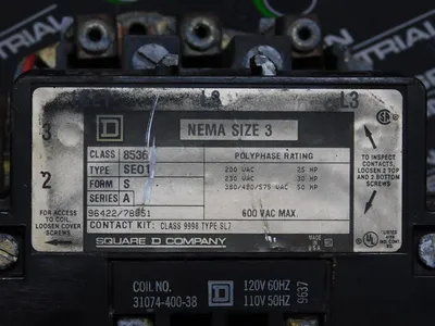 Square D 8536 SEO1 Motor Starter Form S Series A 50 HP @ 575 VAC NEMA 3 Used