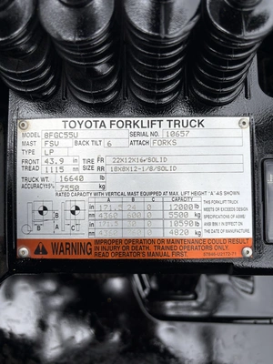 Used 2017 TOYOTA 8FGC55U Misc Forklifts Wisconsin US | Forklifttrader.com #1439525