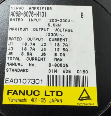 USED FANUC A06B-6076-H101 SERVO AMPLIFIER 6-AXIS A06B6076H101