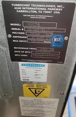 USED TURBOCHEF NGCD6