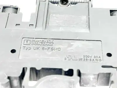 TCP 2.0A,TCP 2,0A,Typ UK 6-FCI/C,UK 6-FCI/C | Phoenix Contact UK 6-FSI/C Terminal Block w/ TCP 2.0A Circuit Breaker - Used