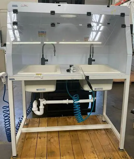 E.L. Mustee & Sons inc CHEMICAL SAFE POLYBENCH WUAL SINKS WITH SPRAYER AND YELLO
