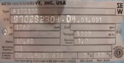 NEW SEW EURODRIVE SA72AD3 GEAR DRIVE 19.63:1