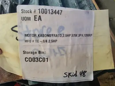 2.5 HP, 575 Volts, 1200 RPM Kasongyrato Motor