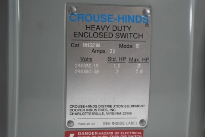 New | in-Stock Crouse-Hinds HH321N Relays & Switches California US | Davliegogo LLC #1707680