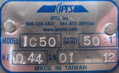NEW IPTS IC50 GEAR REDUCER 50:1