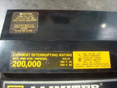 Square D IL343501021 I-Line Current Limiting Circuit Breaker 350 Amps 480V Used