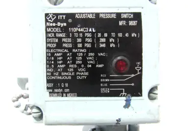 NEW ITT NEO-DYN 110P44C3AL PRESSURE SWITCH 3-15 PSIG