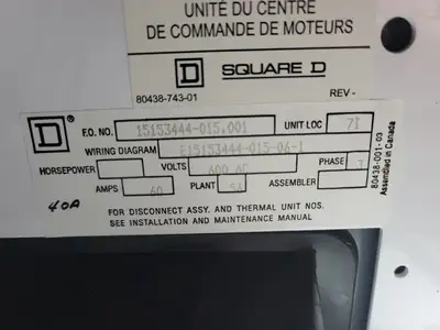 USED SQUARE D MODEL 6