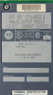 Allen Bradley 1771-OFE2/B PLC-5 Analog Output Module F/W Rev. A Used