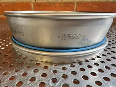 Used RETSCH SIEVE FRAME AND SCREEN, 8" DIAMETER X 2" DEEP, 75 UM MESH SIZE Filtration Equipment California US | Equipment Lab #1460007