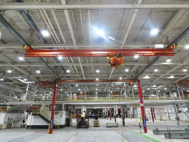 Cleveland Tramrail P&H 5 Ton Single Girder Underhung Bridge Crane 45' 10" Span
