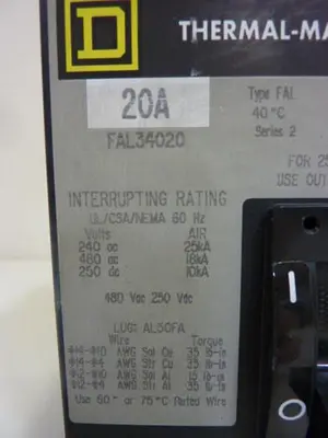 USED SQUARE D FAL34020