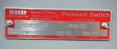 NEW STATIC O RING 5NN-K5-N4-F2A-RR PRESSURE SWITCH 5NNK5N4F2ARR