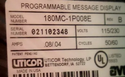 NEW UTICOR 180MC-1P008E PROGRAMMABLE CONTROLLER 180MC1P008E