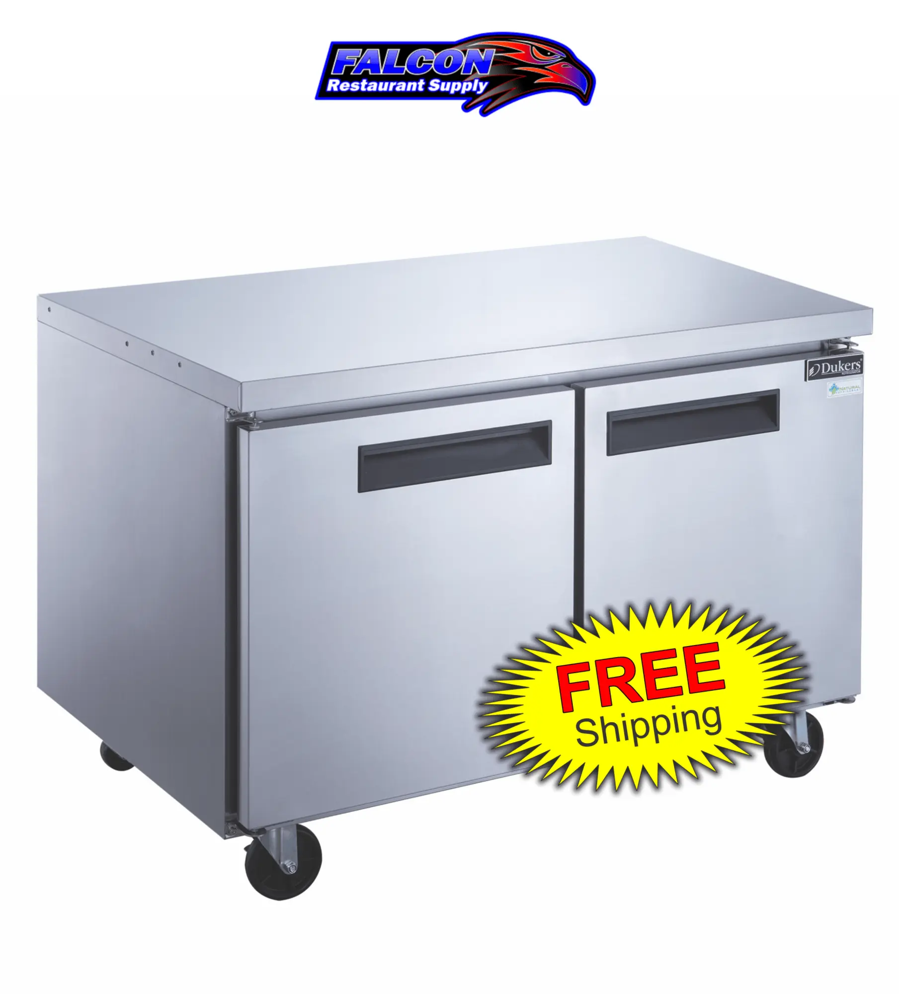 New | in-Stock Dukers New Dukers DUC60F 2-Door Undercounter Commercial Freezer in Stainless Steel Undercounter Freezers Illinois US | Falcon Restaurant Supply #1376265