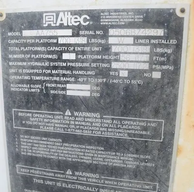 Used 2007 ALTEC AA755 Bucket (boom) trucks Florida US | Proxy Equipment #1378373