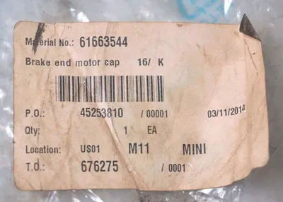 NEW 61663544 BRAKE END MOTOR CAP