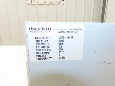 Daykin LTFS-01 U Stepdown Power Transformer Disc 2000VA HV 480V LV 120V 1PH