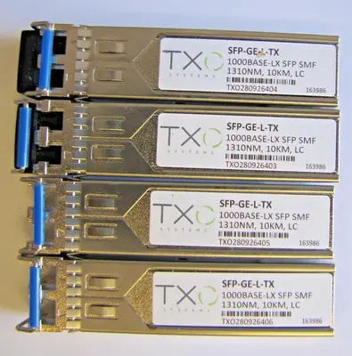 Lot of 4 TXO Systems SFP-GE-L-TX Gigabit 1GE 1000Base-LX Optical Transceiver
