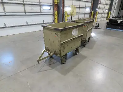 Portable Steel Hopper 1/2 Yard Tote Non-Tilt Towable Cart 36x24x27" Tan