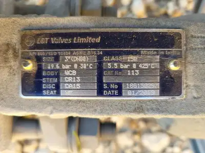 USED 2019 L&T VALVES LIMITED API 600
