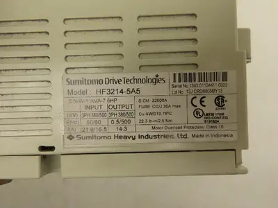 Sumitomo HF3214-5A5 VFD Inverter AC Drive 380/500V 5.5kW 7.5HP 3PH Missing Screw