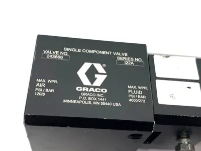 Used GRACO ULTRA-LITE 1K SINGLE COMPONENT DISPENSE VALVE, 45 DEGREE CONNECTI Valves/Fittings | Maverick Industrial Sales #1102671
