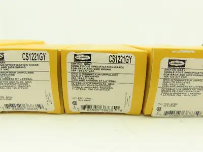 Hubbell CS1221GY Switch Gray 1Ph 120/277VAC 20A Lot of 9