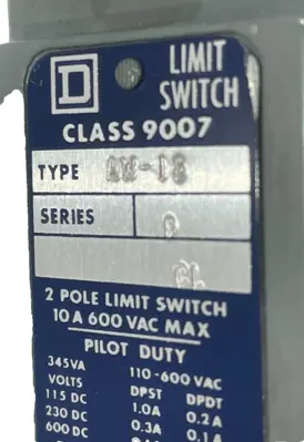NEW SQUARE D 9007-AW18 LIMIT SWITCH 9007AW18