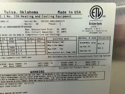USED AAON DANDELION WVA048E014AA0JC