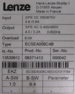 NEW LENZE ECSEA008C4B SERVO DRIVE