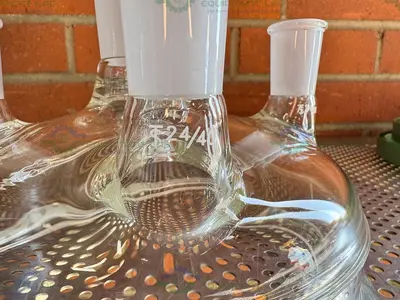 Used CHEMGLASS 10L REACTION VESSEL 5 NECK LID 200MM, 45/50 CENTER NECK 4-24/40 NECKS Glassware - Other California US | Equipment Lab #1411867