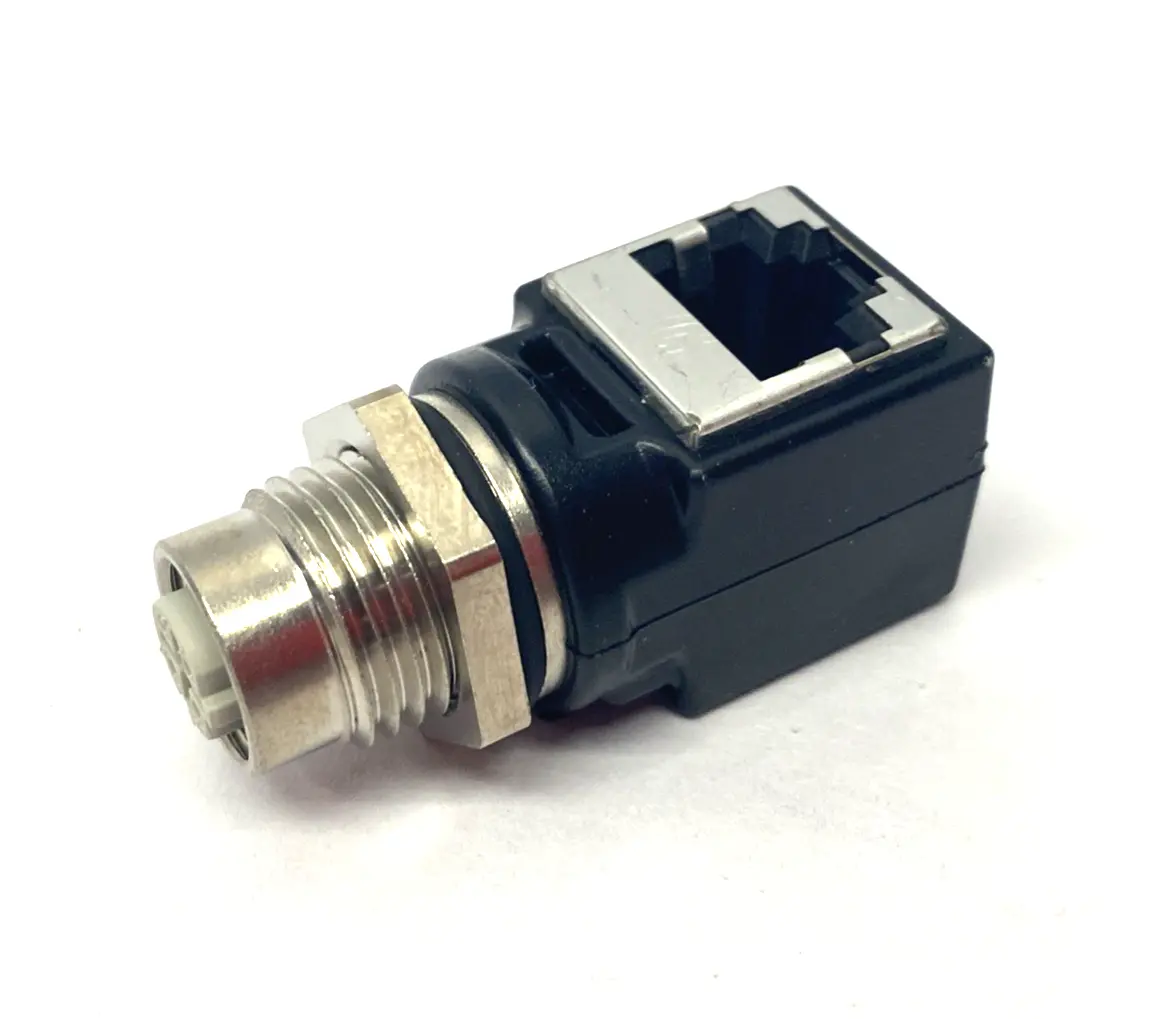 New | in-Stock HARTING Panel Feed-Through Adapter M12-RJ45 Right Angled Disconnects Michigan US | Maverick Industrial Sales #1392938