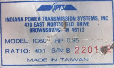 USED IPTS IC60 GEARMOTOR 40:1 K255 3/4HP 208-230/460V
