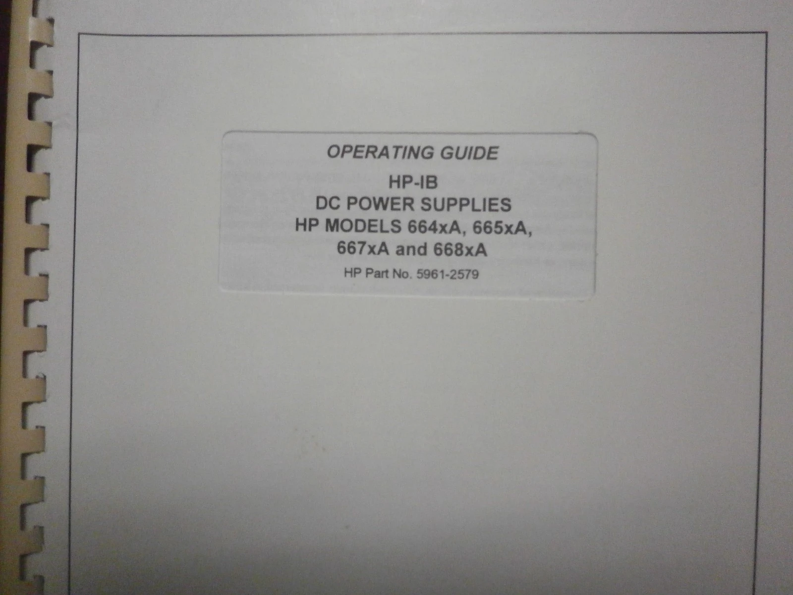 HP HP-IB DC Power  Supplies HP Models 664xA, 665xA, 667xA and 668xA