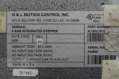 G & L MOTION CONTROL M.1302.7612 5-Axis Integrated Stepper 32Vac STOCK K-158-C
