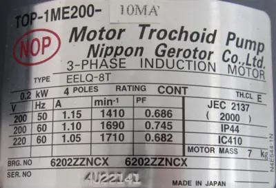 NEW NIPPON TOP-1ME200-10MA TROCHOID PUMP TOP-10MA TOP1ME20010MA