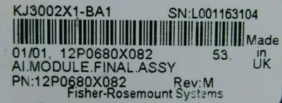 USED FISHER ROSEMOUNT DELTA V 12P0680X082 INPUT MODULE KJ3002X1-BA1 REV M