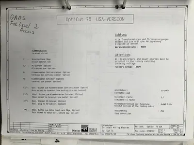 6" HIGH X 14" WIDE DIMTER  OPTICUT MODEL #S75 CROSS-CUT AUTOMATIC WOOD SAW, NEW 2003: STOCK #22923