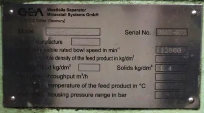 (4) Westfalia OSD 6-0196-067/5 fuel oil purifiers, SS.