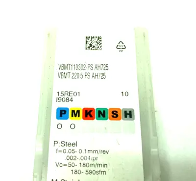 USED TUNGALOY VBMT110302-PS AH725 TURNING INSERT