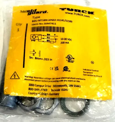 NEW TURCK BI8U-MT18M-AP6X2-H1141/S1589 WELDGUARD PROXIMITY SENSOR 16447411