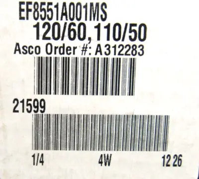 NEW ASCO EF8551A001MS SOLENOID VALVE
