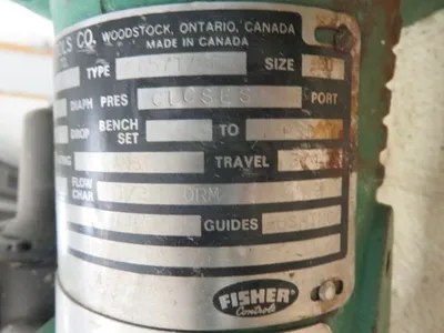 Fisher control valve type BF, size 1", material 316ss