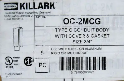 NEW LOT OF 5 HUBBELL OC-2MCG CONDUIT BODY OC2MCG 3/4"
