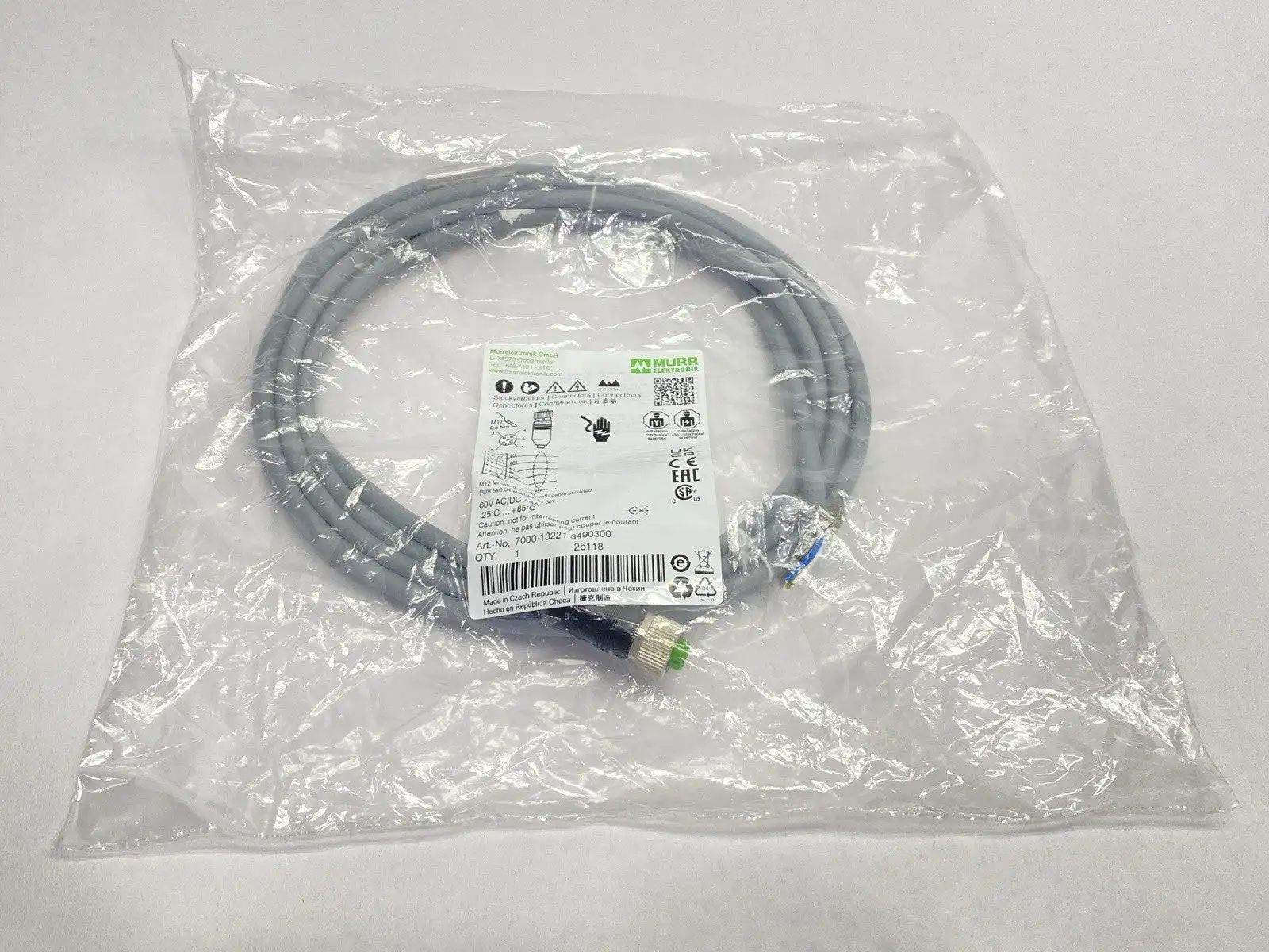 USED MURR ELEKTRONIK SINGLE ENDED CORDSET FEMALE M12 5-PIN 3M